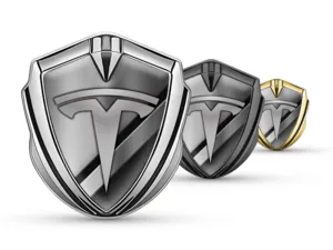 Tesla Metal Emblema Insignia Atlético Aspecto Óptimo